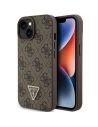 Guess GUHCP15SP4TDPW Apple iPhone 15 hardcase Leather 4G Triangle Strass brown