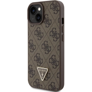 Etui Guess GUHCP15SP4TDPW Apple iPhone 15 hardcase Leather 4G Triangle Strass brązowy/brown