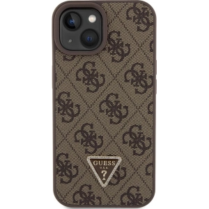 Etui Guess GUHCP15SP4TDPW Apple iPhone 15 hardcase Leather 4G Triangle Strass brązowy/brown