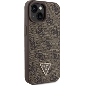 Etui Guess GUHCP15SP4TDPW Apple iPhone 15 hardcase Leather 4G Triangle Strass brązowy/brown