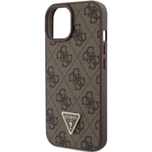 Etui Guess GUHCP15SP4TDPW Apple iPhone 15 hardcase Leather 4G Triangle Strass brązowy/brown
