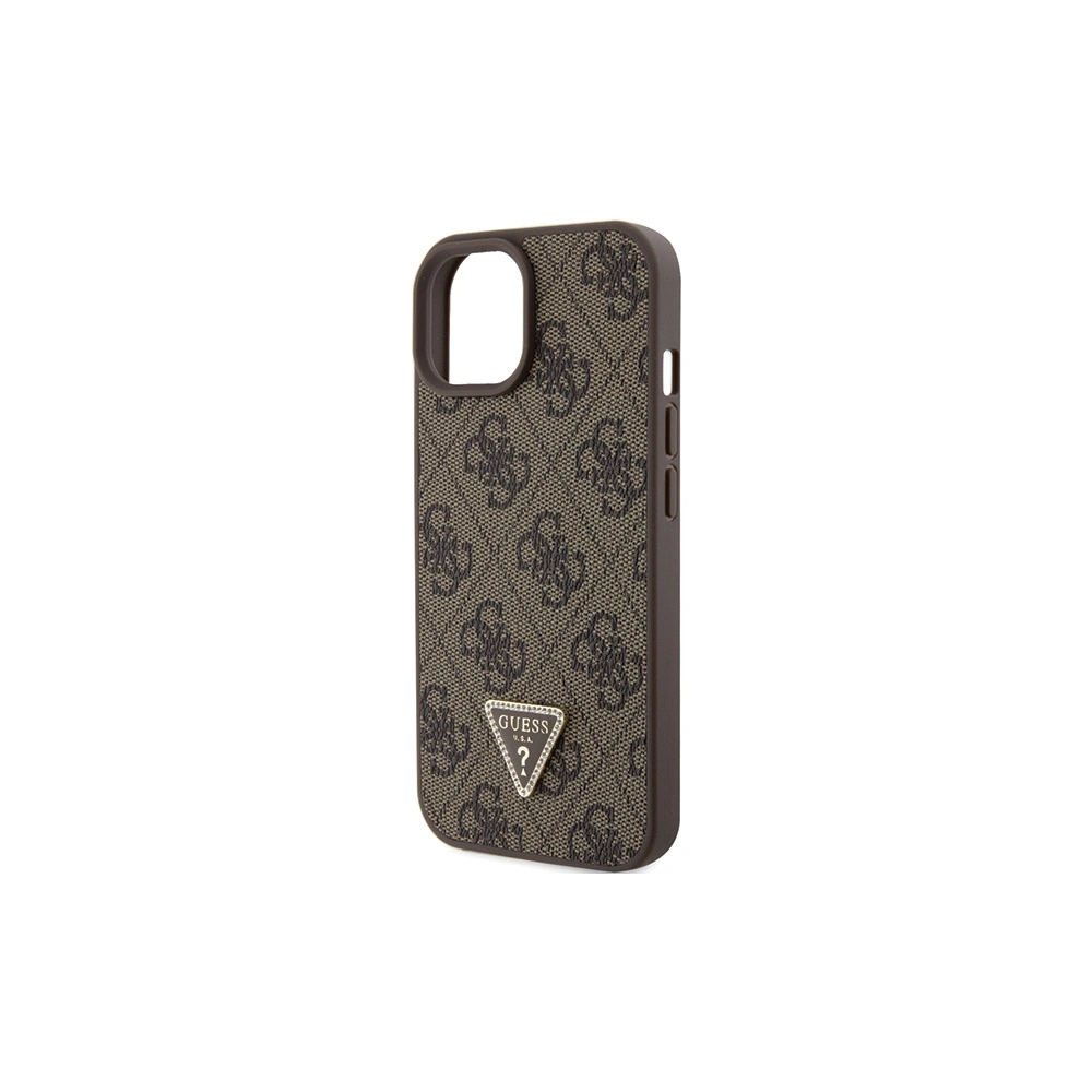 Etui Guess GUHCP15SP4TDPW Apple iPhone 15 hardcase Leather 4G Triangle Strass brązowy/brown