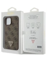 Buy Guess GUHCP15SP4TDPW Apple iPhone 15 hardcase Leather 4G Triangle Strass brown - GUE2961 - {ean13} - Home Screen Store Europe
