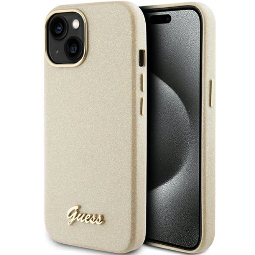 Kup Guess Apple Carcasă GUHCP15SPGMCSD iPhone 15 hardcase Glitter Glossy Script auriu / auriu deschis - GUE2962 - {ean13} - Sklep Home Screen