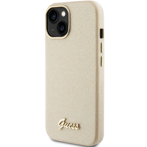 Buy Guess GUHCP15SPGMCSD Apple iPhone 15 hardcase Glitter Glossy Script light gold - GUE2962 - {ean13} - Home Screen Store Europe