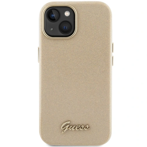 Buy Guess GUHCP15SPGMCSD Apple iPhone 15 hardcase Glitter Glossy Script light gold - GUE2962 - {ean13} - Home Screen Store Europe
