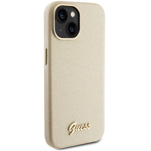 Buy Guess GUHCP15SPGMCSD Apple iPhone 15 hardcase Glitter Glossy Script light gold - GUE2962 - {ean13} - Home Screen Store Europe