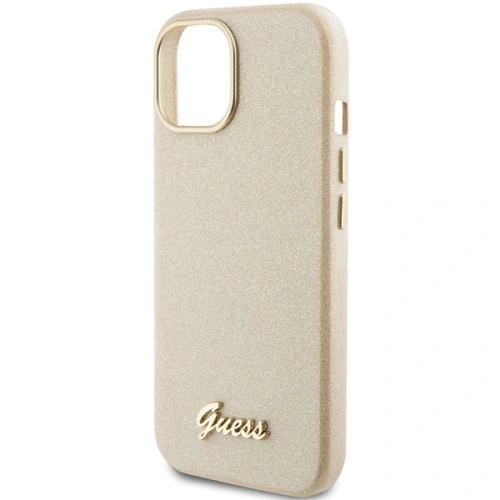 Buy Guess GUHCP15SPGMCSD Apple iPhone 15 hardcase Glitter Glossy Script light gold - GUE2962 - {ean13} - Home Screen Store Europe