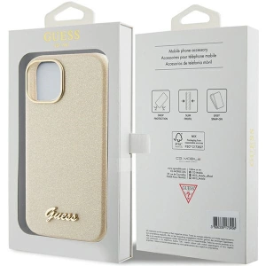 Etui Guess GUHCP15SPGMCSD Apple iPhone 15 hardcase Glitter Glossy Script złoty/light gold