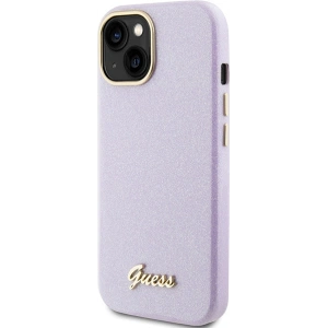 Etui Guess GUHCP15SPGMCSL Apple iPhone 15 hardcase Glitter Glossy Script liliowy/lilac