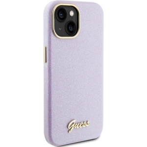 Etui Guess GUHCP15SPGMCSL Apple iPhone 15 hardcase Glitter Glossy Script liliowy/lilac