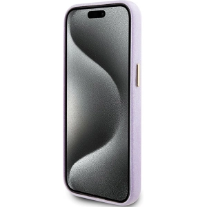 Etui Guess GUHCP15SPGMCSL Apple iPhone 15 hardcase Glitter Glossy Script liliowy/lilac