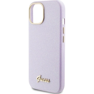 Etui Guess GUHCP15SPGMCSL Apple iPhone 15 hardcase Glitter Glossy Script liliowy/lilac