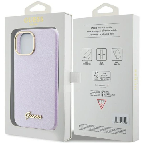 Kup Case Guess GUHCP15SPGMCSL Apple iPhone 15 Hardcase Glitter Glossy Script lila/lilac - GUE2963 - {ean13} - Sklep Home Screen