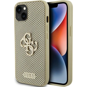 Etui Guess GUHCP15SPSP4LGD Apple iPhone 15 hardcase Perforated 4G Glitter złoty/gold
