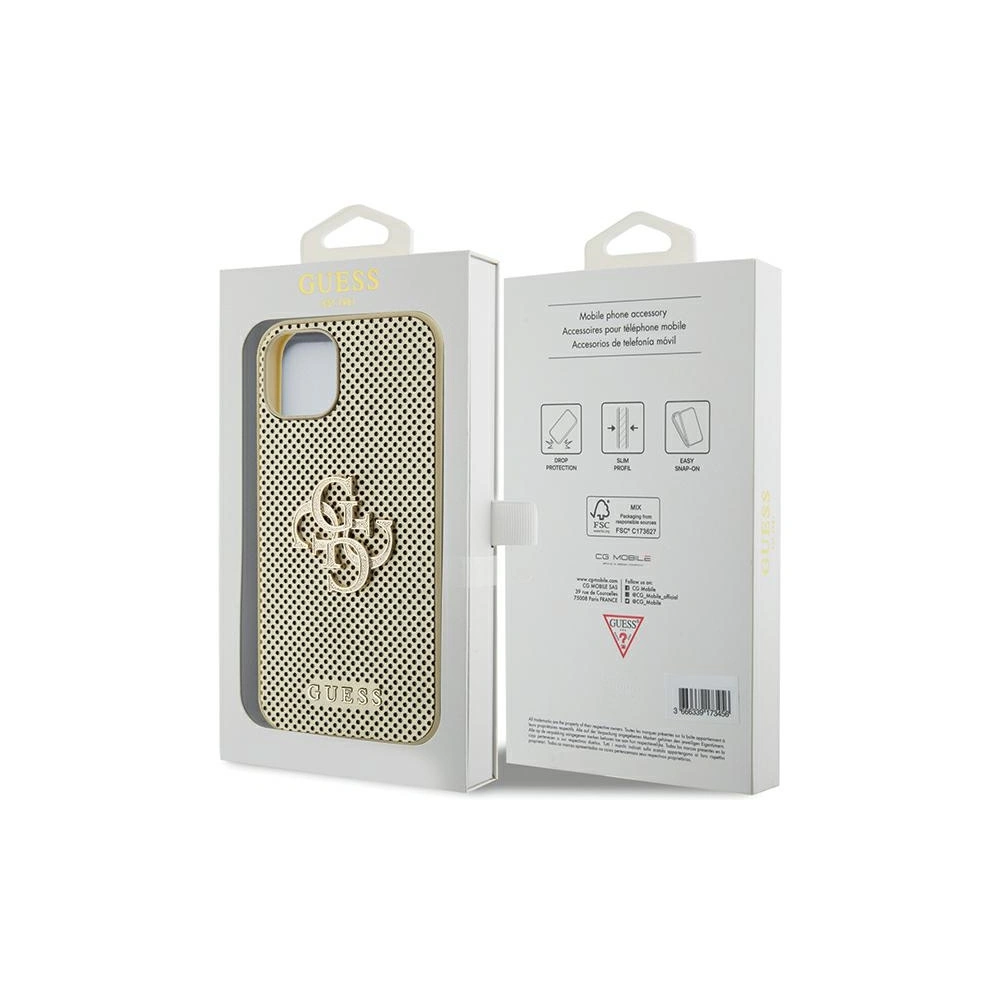 Etui Guess GUHCP15SPSP4LGD Apple iPhone 15 hardcase Perforated 4G Glitter złoty/gold