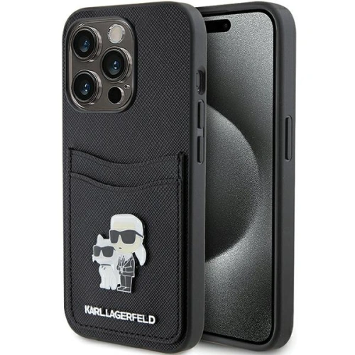 Kup Etui Karl Lagerfeld KLHCP15LSAPKCNPK Apple iPhone 15 Pro hardcase Saffiano Cardslot Karl&Choupette Metal Pin černý/black - KLD1720 - {ean13} - Sklep Home Screen