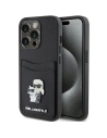 Karl Lagerfeld KLHCP15LSAPKCNPK Apple iPhone 15 Pro hardcase Saffiano Cardslot Karl&Choupette Metal Pin black