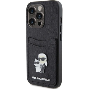 Etui Karl Lagerfeld KLHCP15LSAPKCNPK Apple iPhone 15 Pro hardcase Saffiano Cardslot Karl&Choupette Metal Pin czarny/black