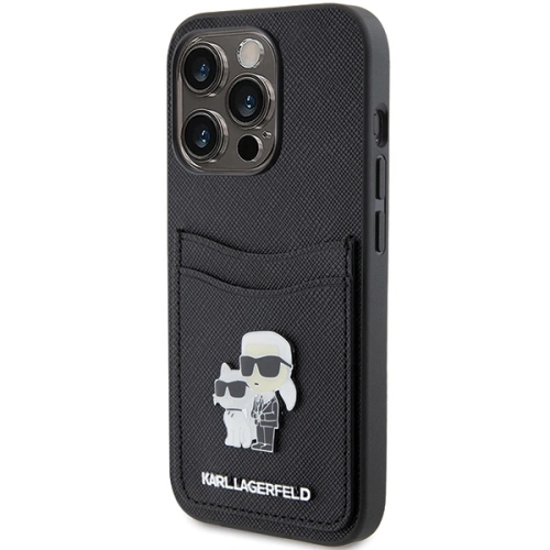 Kup Etui Karl Lagerfeld KLHCP15LSAPKCNPK Apple iPhone 15 Pro hardcase Saffiano Cardslot Karl&Choupette Metal Pin czarny/black - KLD1720 - {ean13} - Sklep Home Screen