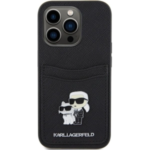 Etui Karl Lagerfeld KLHCP15LSAPKCNPK Apple iPhone 15 Pro hardcase Saffiano Cardslot Karl&Choupette Metal Pin czarny/black