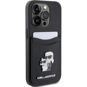 Etui Karl Lagerfeld KLHCP15LSAPKCNPK Apple iPhone 15 Pro hardcase Saffiano Cardslot Karl&Choupette Metal Pin czarny/black