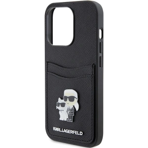 Etui Karl Lagerfeld KLHCP15LSAPKCNPK Apple iPhone 15 Pro hardcase Saffiano Cardslot Karl&Choupette Metal Pin czarny/black