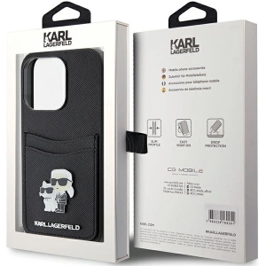 Etui Karl Lagerfeld KLHCP15LSAPKCNPK Apple iPhone 15 Pro hardcase Saffiano Cardslot Karl&Choupette Metal Pin czarny/black