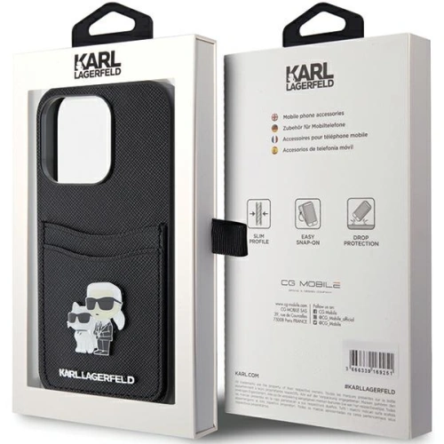 Kup Etui Karl Lagerfeld KLHCP15LSAPKCNPK Apple iPhone 15 Pro hardcase Saffiano Cardslot Karl&Choupette Metal Pin czarny/black - KLD1720 - {ean13} - Sklep Home Screen