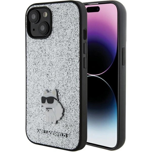 Kup Karl Lagerfeld Apple Caz KLHCP15SGCNPSG iPhone 15 hardcase Fix Glitter Choupette Logo Metal Pin argint/argintiu - KLD1722 - {ean13} - Sklep Home Screen