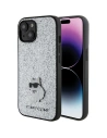 Karl Lagerfeld Apple Caz KLHCP15SGCNPSG iPhone 15 hardcase Fix Glitter Choupette Logo Metal Pin argint/argintiu