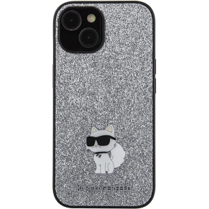 Etui Karl Lagerfeld KLHCP15SGCNPSG Apple iPhone 15 hardcase Fixed Glitter Choupette Logo Metal Pin srebrny/silver