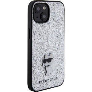 Etui Karl Lagerfeld KLHCP15SGCNPSG Apple iPhone 15 hardcase Fixed Glitter Choupette Logo Metal Pin srebrny/silver