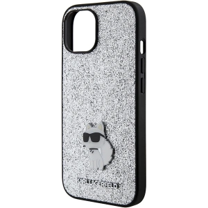 Etui Karl Lagerfeld KLHCP15SGCNPSG Apple iPhone 15 hardcase Fixed Glitter Choupette Logo Metal Pin srebrny/silver