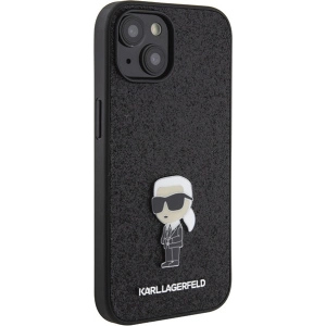 Etui Karl Lagerfeld KLHCP15SGKNPSK Apple iPhone 15 hardcase Fixed Glitter Ikonik Logo Metal Pin czarny/black