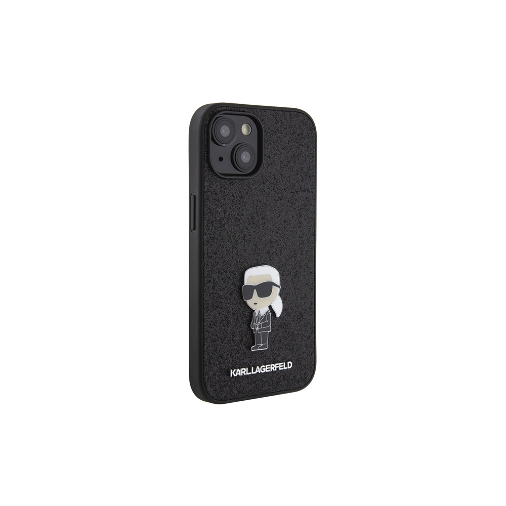 Etui Karl Lagerfeld KLHCP15SGKNPSK Apple iPhone 15 hardcase Fixed Glitter Ikonik Logo Metal Pin czarny/black