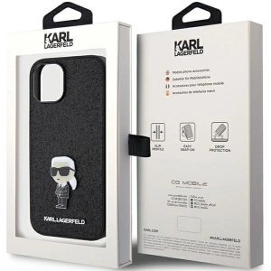 Etui Karl Lagerfeld KLHCP15SGKNPSK Apple iPhone 15 hardcase Fixed Glitter Ikonik Logo Metal Pin czarny/black