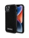 Case Karl Lagerfeld KLHCP15SHDSPLK Apple iPhone 15 Hardcase mit Rhinestone-Logo und Metallplatte schwarz/black