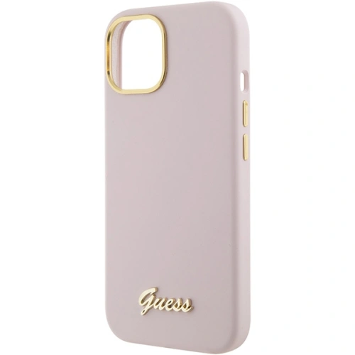 Kup Etui Guess GUHCP15SSMBSLP Apple iPhone 15 hardcase Silicone Script Metal Logo & Frame różowy/pink - GUE2966 - {ean13} - Sklep Home Screen
