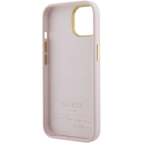 Kup Etui Guess GUHCP15SSMBSLP Apple iPhone 15 hardcase Silicone Script Metal Logo & Frame różowy/pink - GUE2966 - {ean13} - Sklep Home Screen