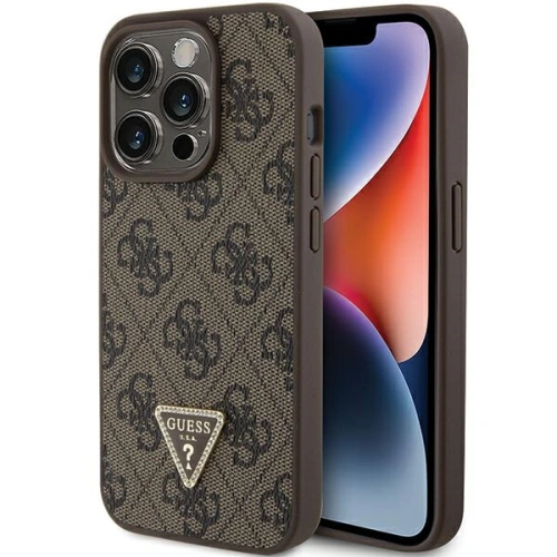 Kup Case Guess GUHCP15XP4TDPW Apple iPhone 15 Pro Max Hardcase Leder 4G Triangle Strass braun/brown - GUE2969 - {ean13} - Sklep Home Screen
