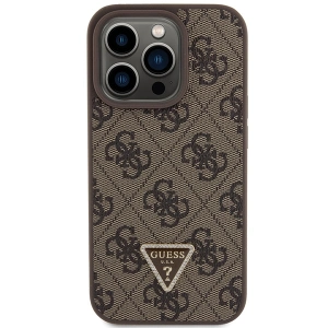 Buy Guess GUHCP15XP4TDPW Apple iPhone 15 Pro Max hardcase Leather 4G Triangle Strass brown - GUE2969 - {ean13} - Home Screen Store Europe