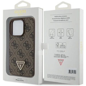 Buy Guess GUHCP15XP4TDPW Apple iPhone 15 Pro Max hardcase Leather 4G Triangle Strass brown - GUE2969 - {ean13} - Home Screen Store Europe