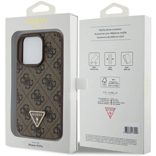 Kup Case Guess GUHCP15XP4TDPW Apple iPhone 15 Pro Max Hardcase Leder 4G Triangle Strass braun/brown - GUE2969 - {ean13} - Sklep Home Screen