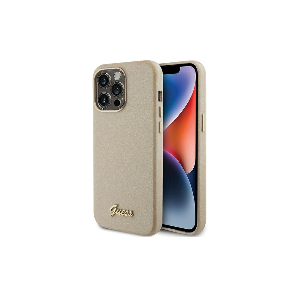 Etui Guess GUHCP15XPGMCSD Apple iPhone 15 Pro Max hardcase Glitter Glossy Script złoty/light gold
