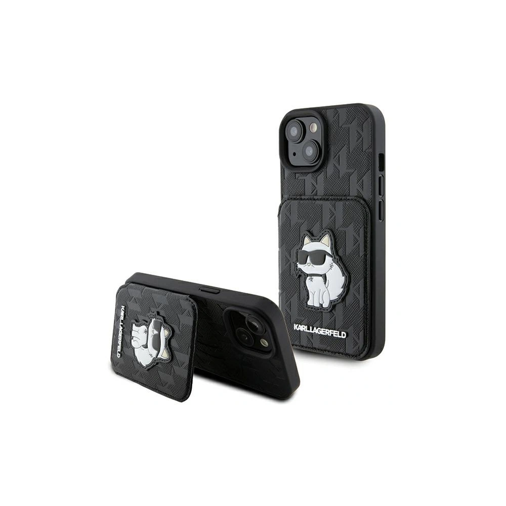 Etui Karl Lagerfeld KLHCP15SSAKCNSCK Apple iPhone 15 hardcase Saffiano Monogram Choupette czarny/black