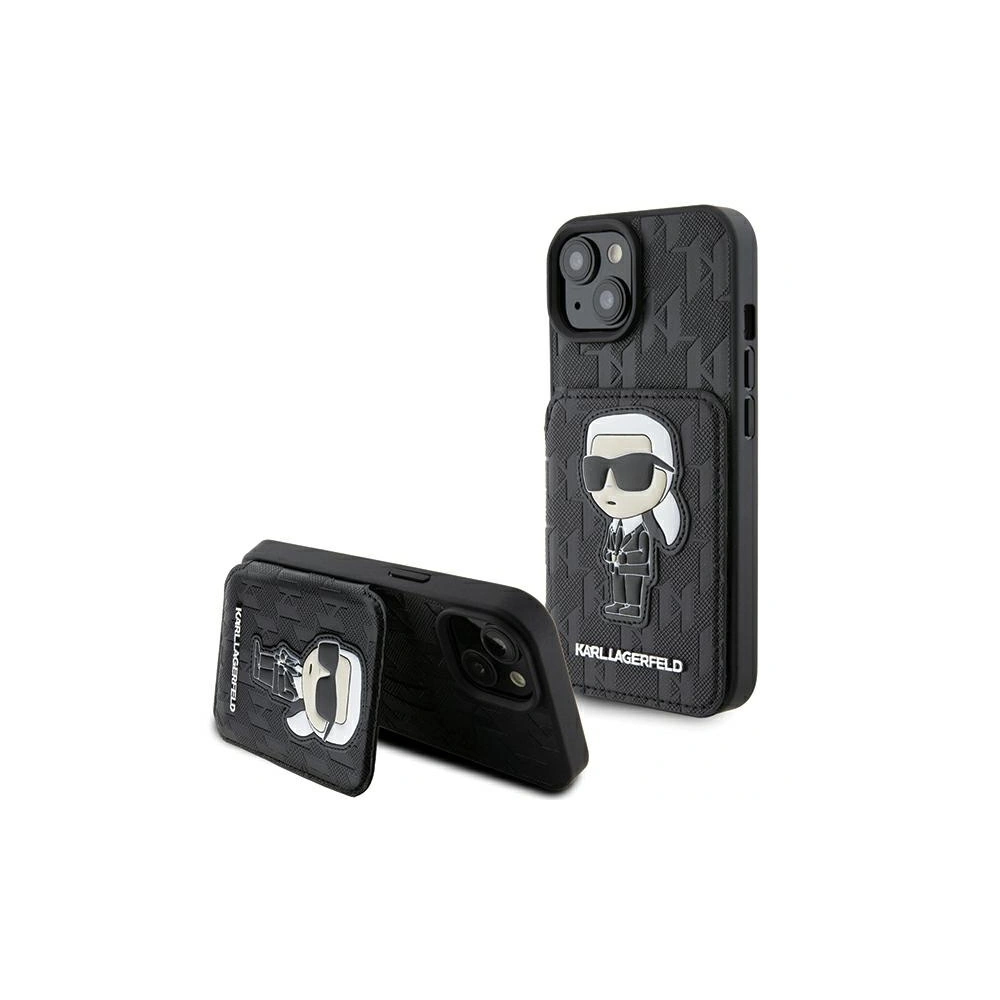 Etui Karl Lagerfeld KLHCP15SSAKKNSCK Apple iPhone 15 hardcase Saffiano Monogram Ikonik Patch czarny/black