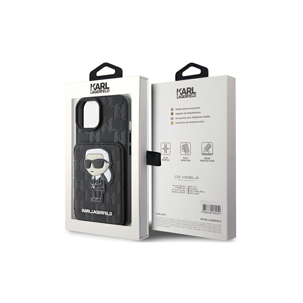 Etui Karl Lagerfeld KLHCP15SSAKKNSCK Apple iPhone 15 hardcase Saffiano Monogram Ikonik Patch czarny/black