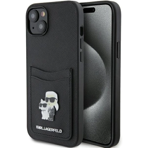 Etui Karl Lagerfeld KLHCP15SSAPKCNPK Apple iPhone 15 hardcase Saffiano Cardslot Karl&Choupette Metal Pin czarny/black