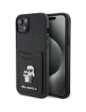 Case Karl Lagerfeld KLHCP15SSAPKCNPK Apple iPhone 15 Hardcase Saffiano Karten Slot Karl&Choupette Metall Pin schwarz/black